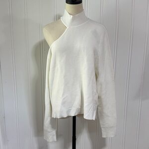 NEW! Abercrombie & Fitch White Ottoman Ribbed Knit Sweater size L/XL